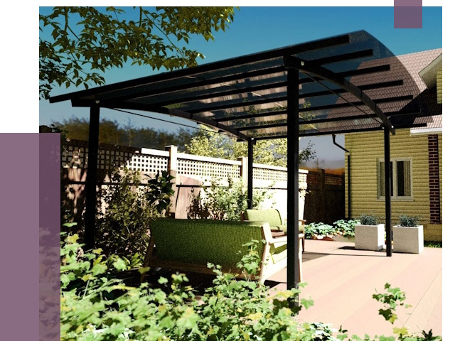 Навесы для террасы в Октябрьском от 13205 руб. под ключ | ПРОЛЁТ-Ктб