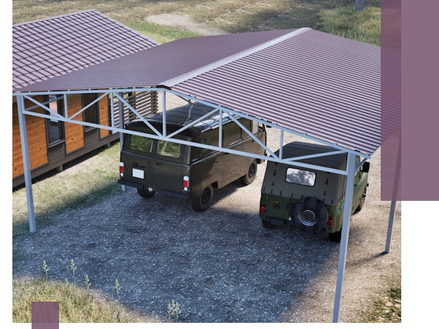 Двускатные навесы под ключ в Октябрьском — изготовление и монтаж