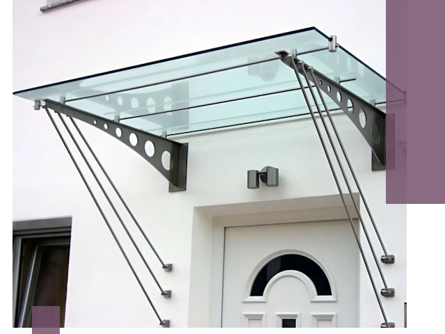 Козырьки над входом под ключ в Октябрьском — изготовление и монтаж